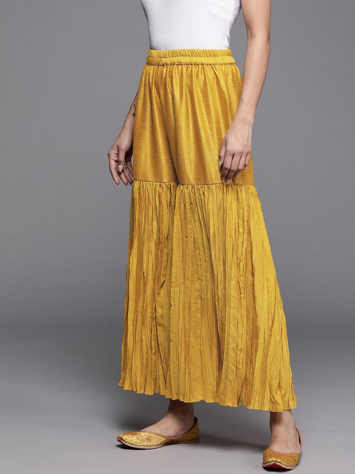 Mustard Solid Silk Palazzos