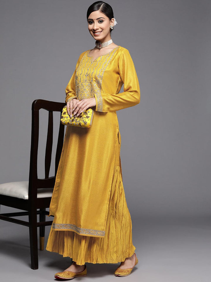 Mustard Solid Silk Palazzos