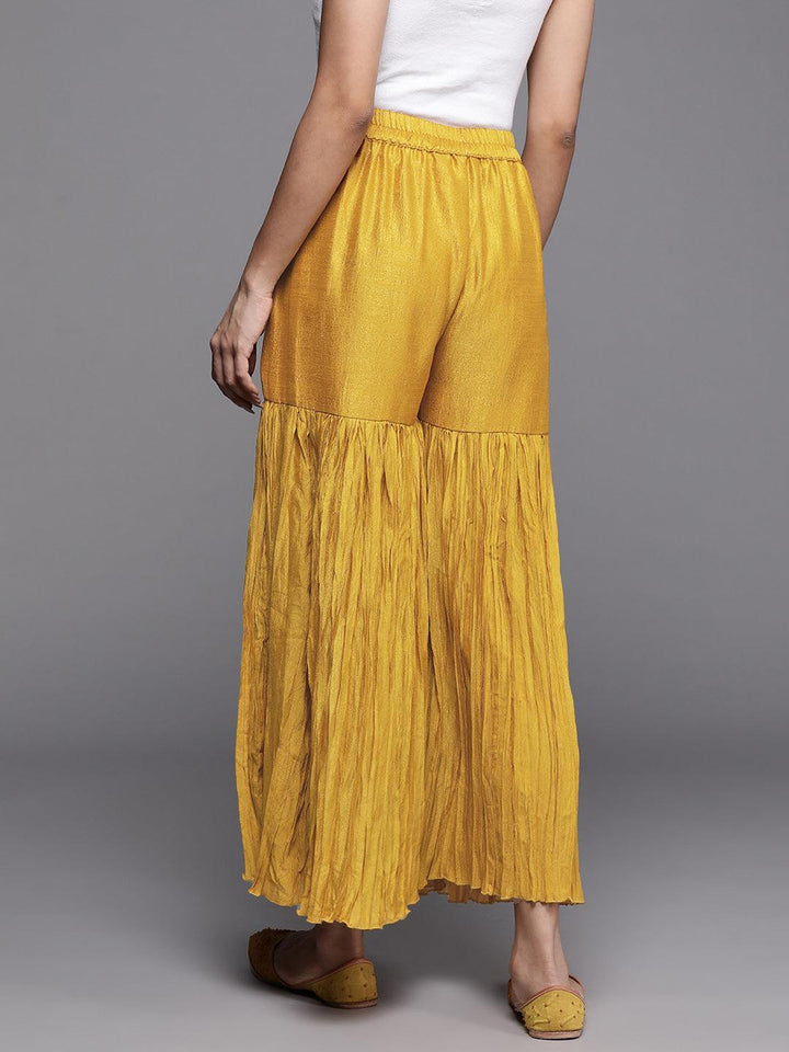 Mustard Solid Silk Palazzos