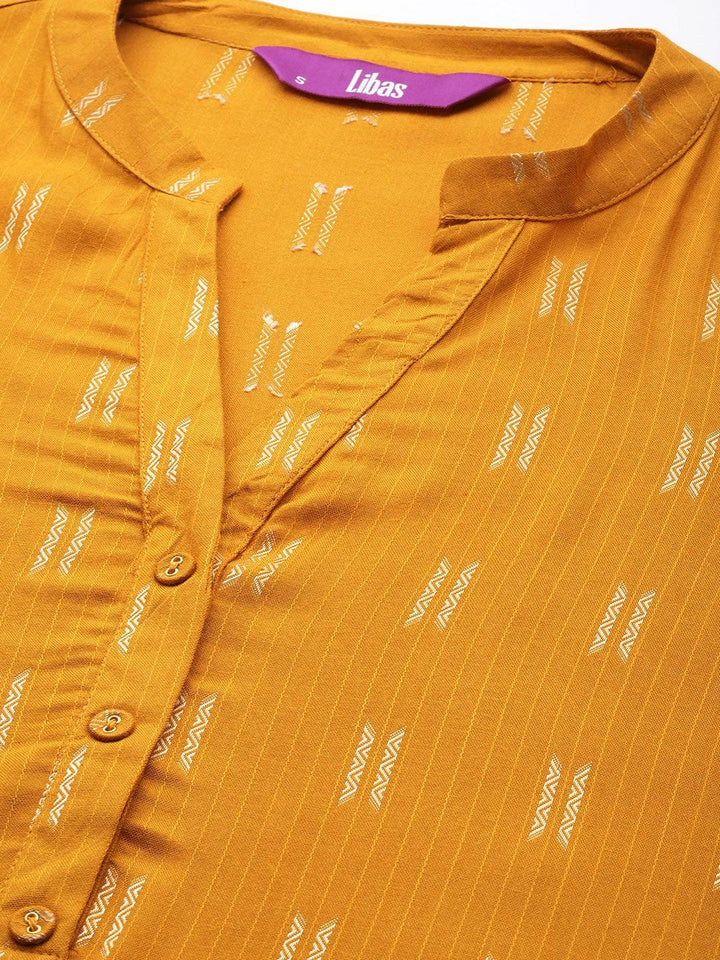 Mustard Woven Design Rayon Straight Kurta