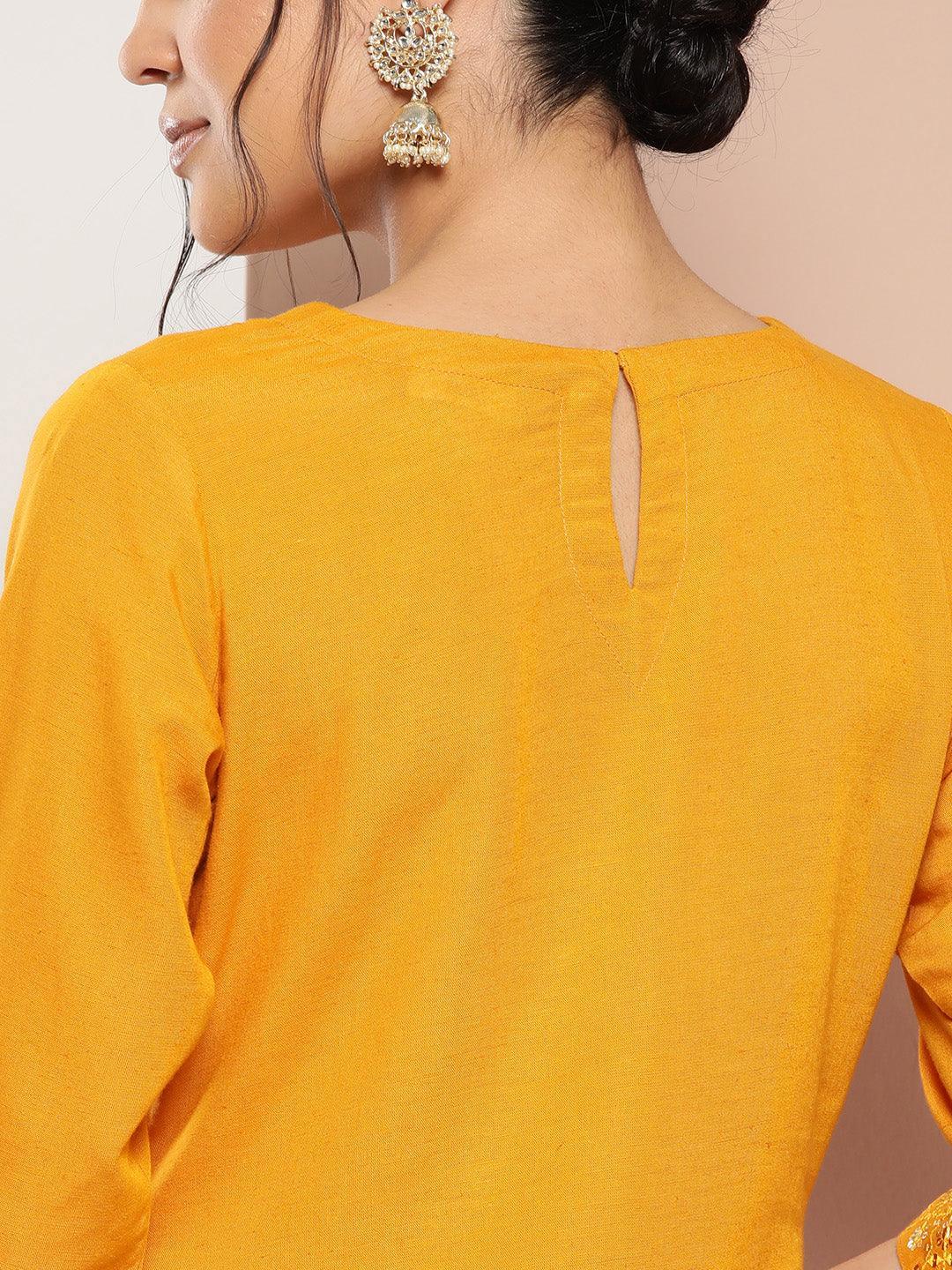 Mustard Yoke Design Rayon Straight Kurta - ShopLibas
