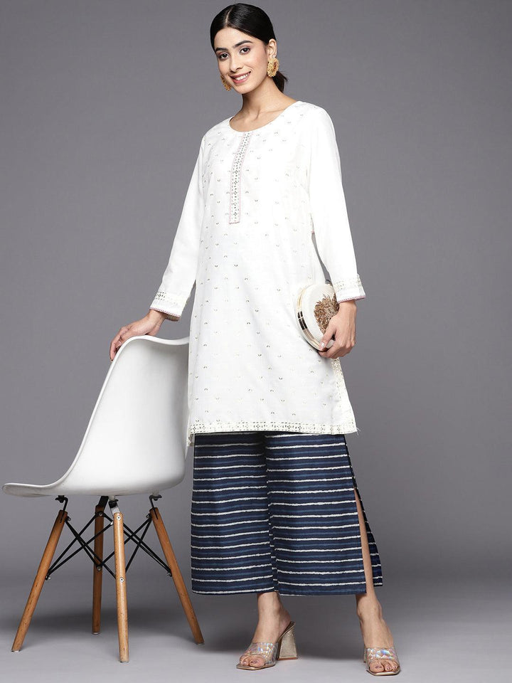 Navy Blue Printed Cotton Palazzos