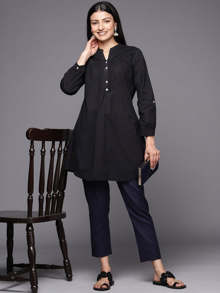 Navy Blue Solid Cotton Trousers