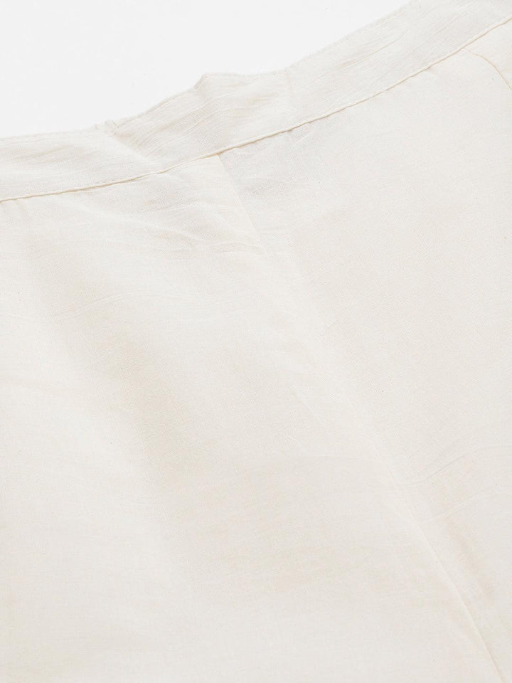 Off White Embroidered Cotton Palazzos