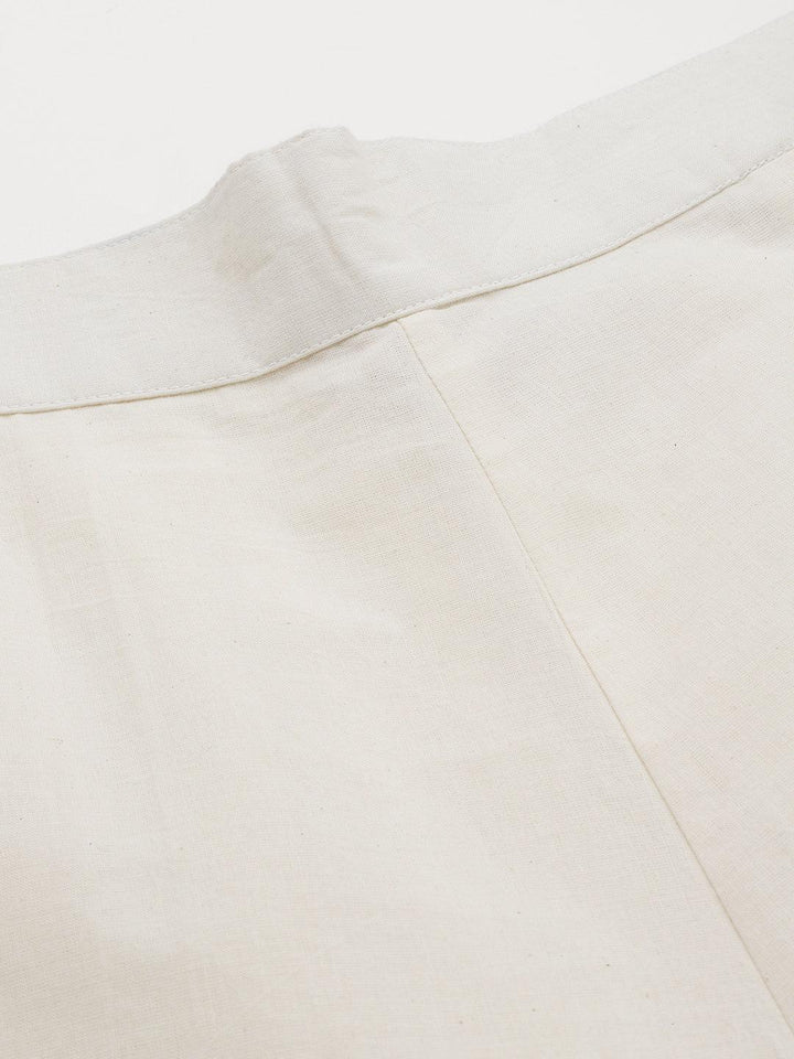 Off White Hem Design Cotton Palazzos