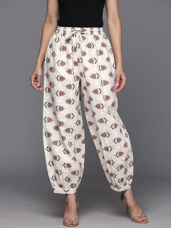 Off White Printed Cotton Salwar