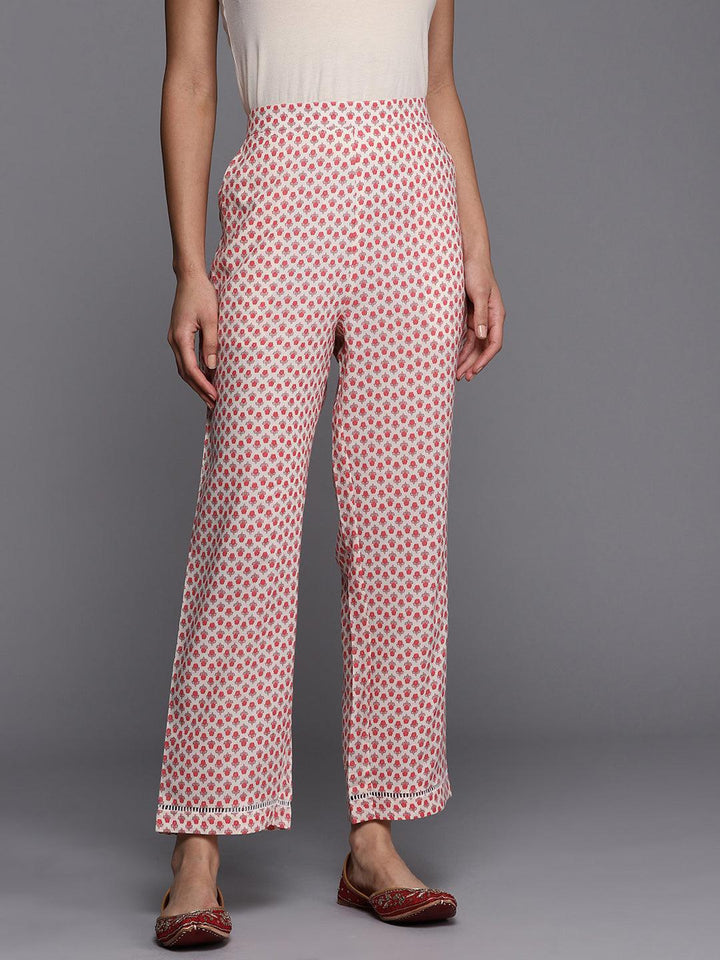 Off White Printed Cotton Trousers