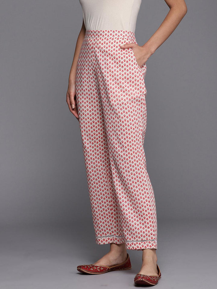 Off White Printed Cotton Trousers