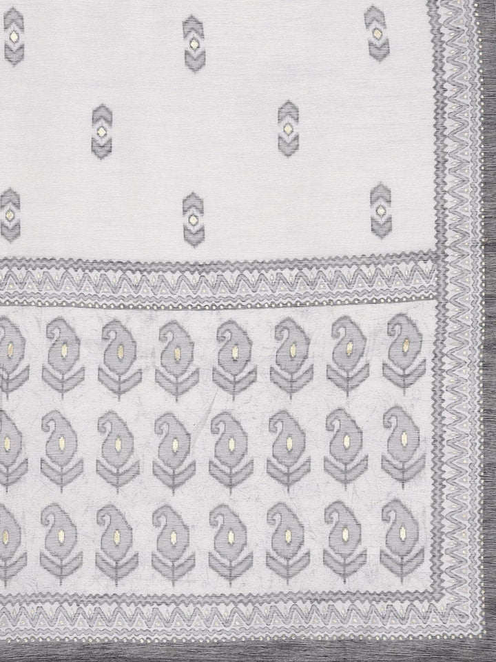 Off White Printed Rayon Straight Suit Set With Trousers