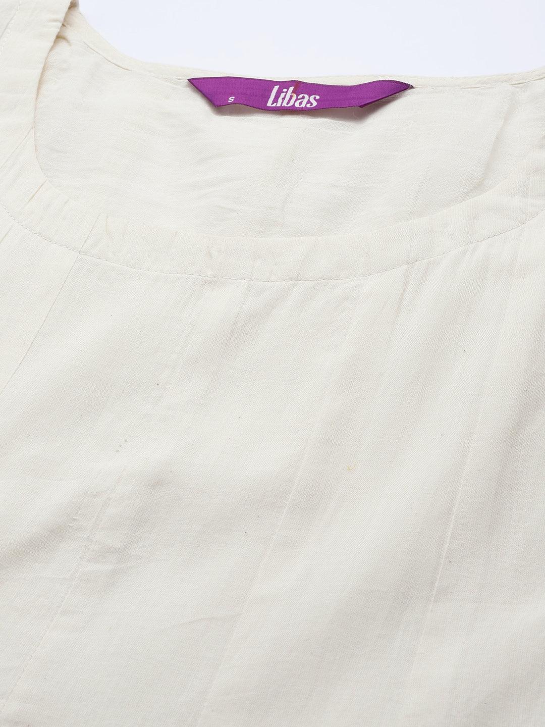 Off White Solid Cotton Suit Set - ShopLibas