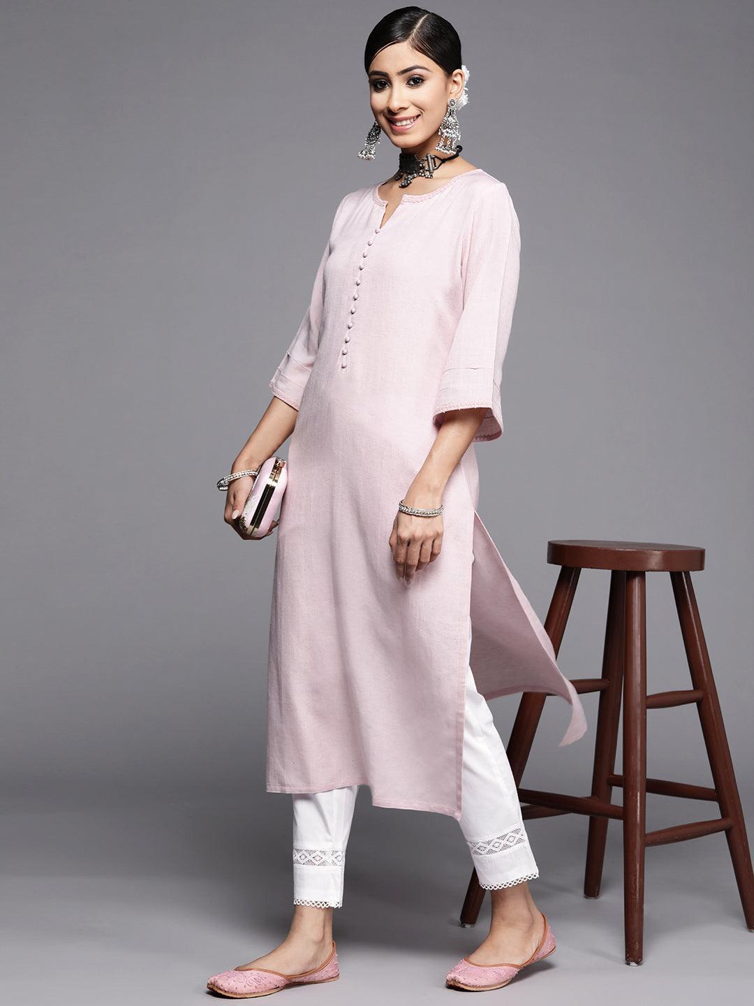 Off White Solid Cotton Trousers - ShopLibas