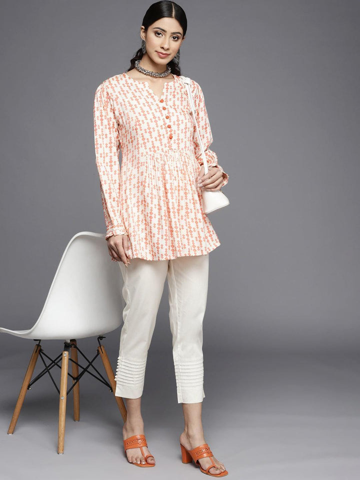 Off White Solid Cotton Trousers