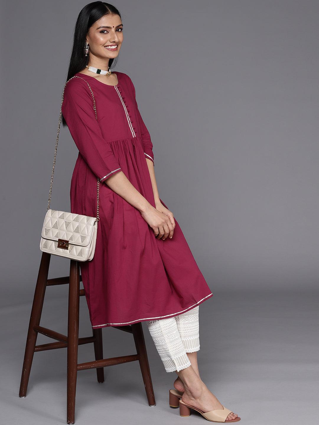 Off White Solid Cotton Trousers - ShopLibas