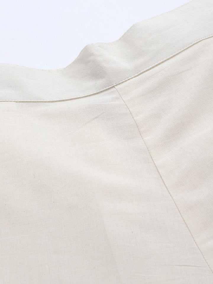 Off White Embroidered Cotton Trousers