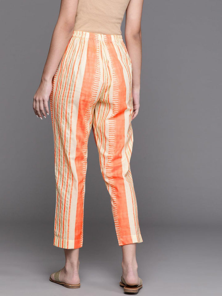 Orange Printed Cotton Trousers