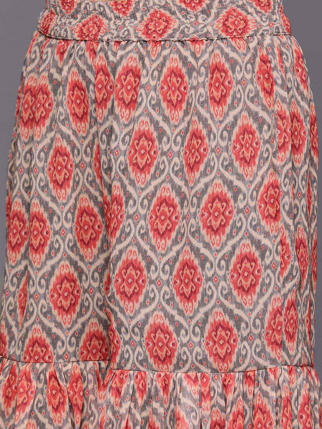 Orange Printed Georgette Suit Set - ShopLibas