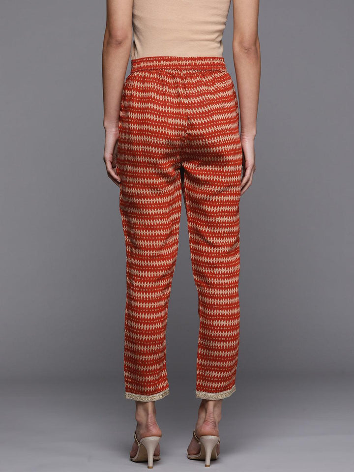 Orange Printed Silk Trousers