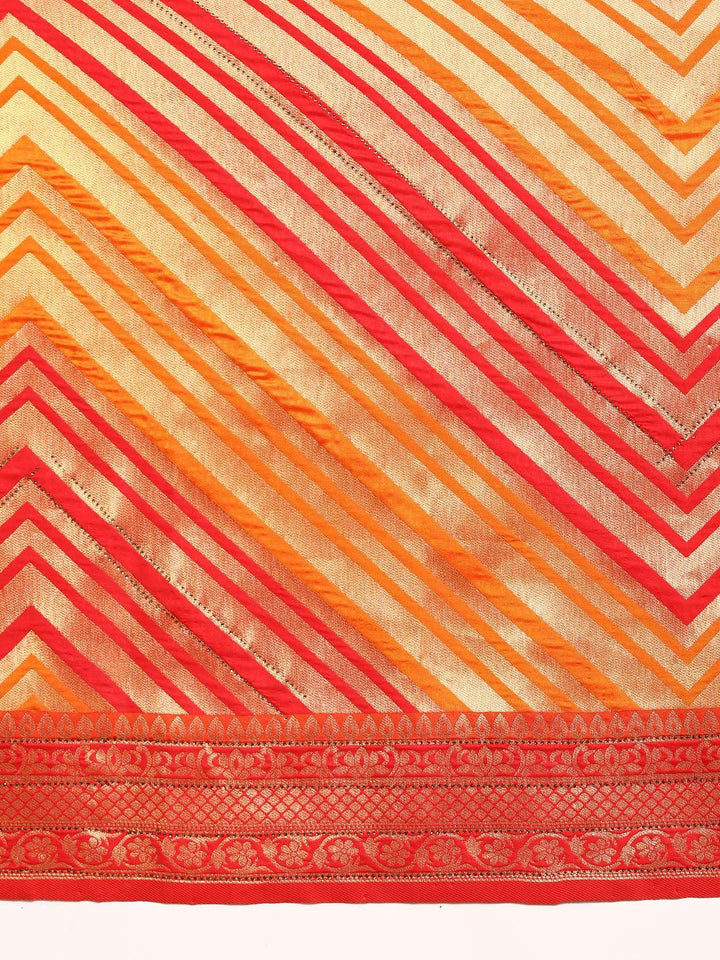 Orange Woven Design Brocade Saree