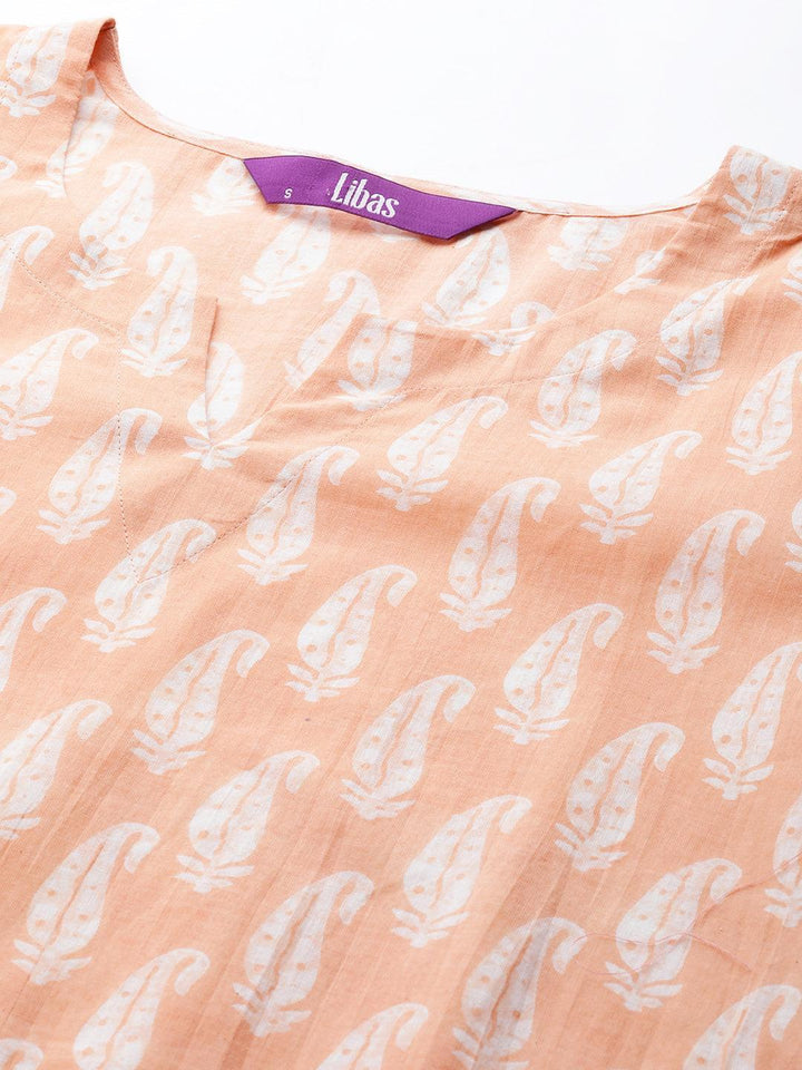 Peach Printed Cotton Night Suit