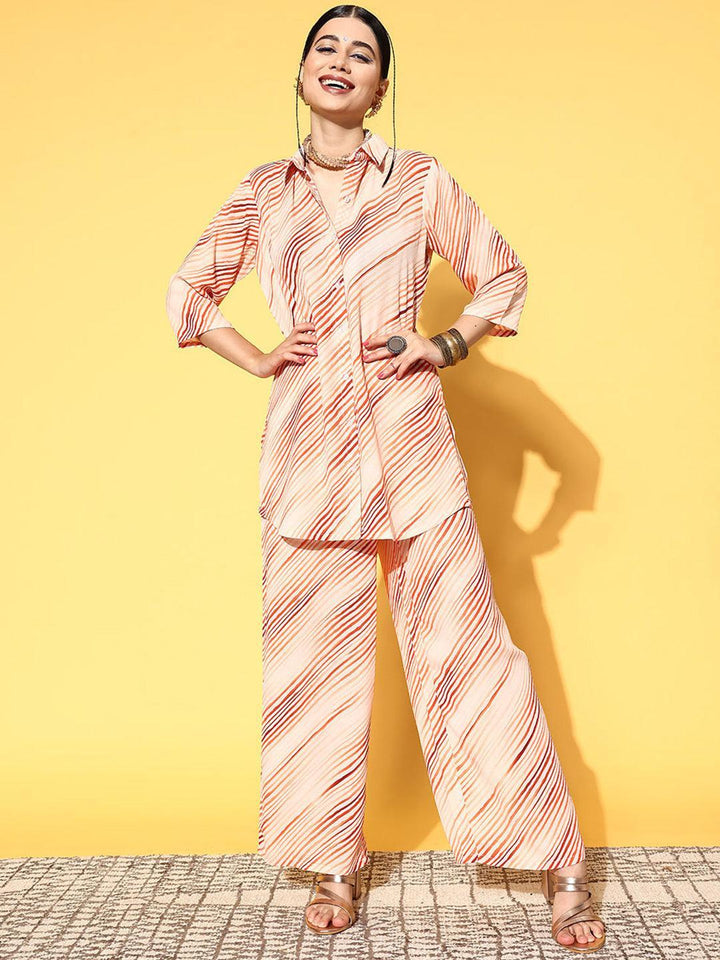 Peach Printed Georgette Co-Ords