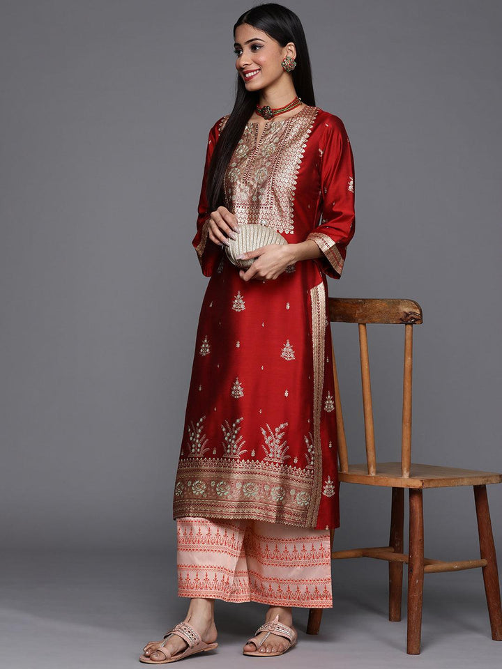 Peach Printed Silk Palazzos