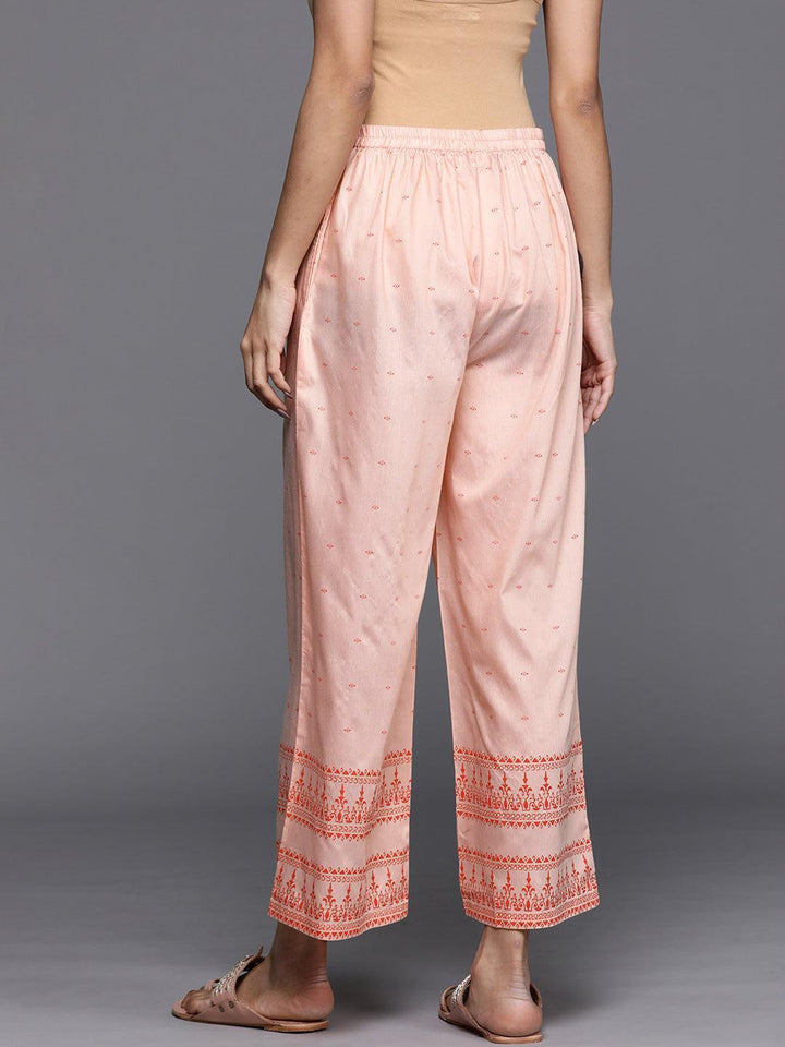 Peach Printed Silk Palazzos