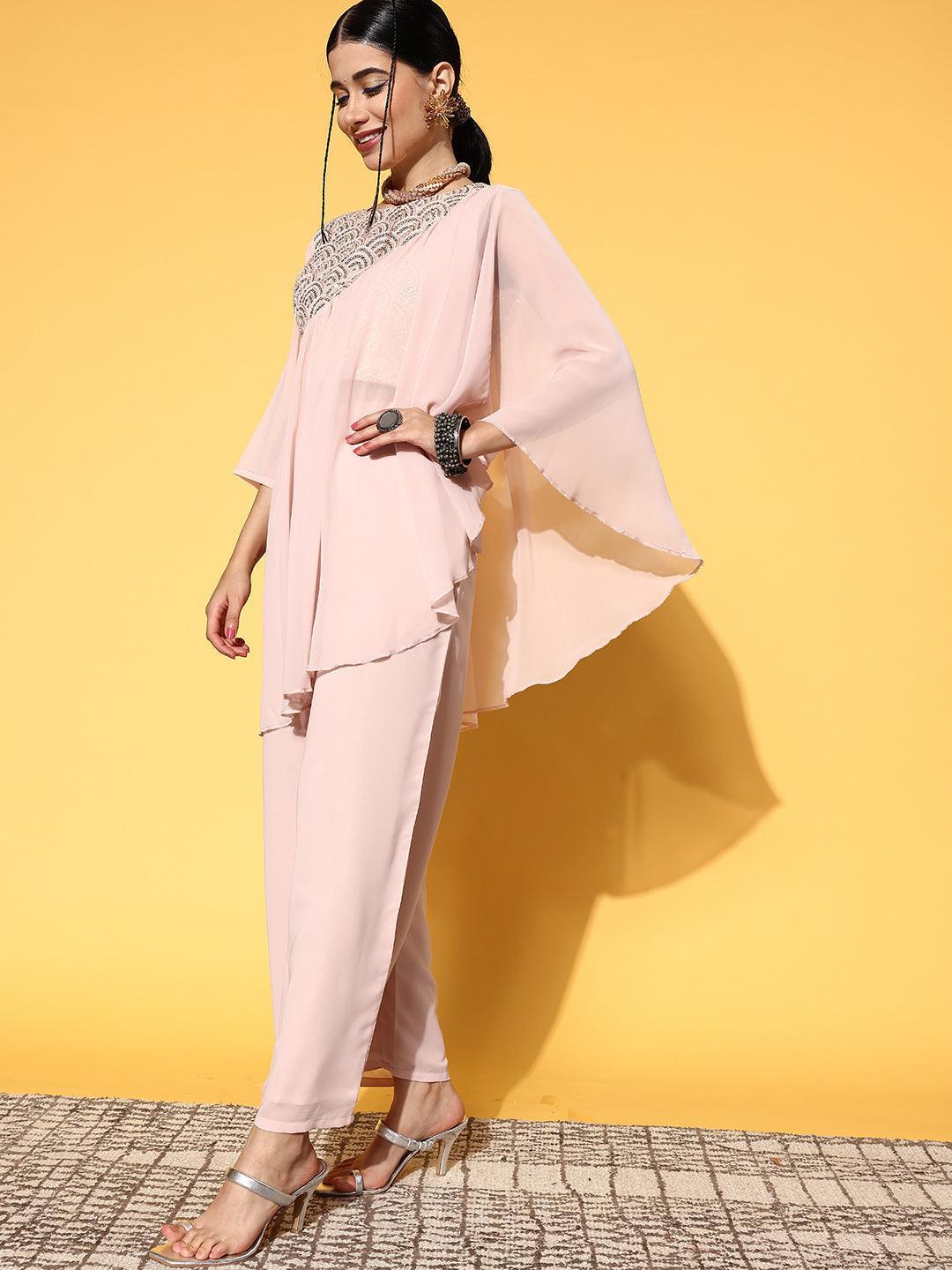 Pink Embellished Georgette Co-Ords - ShopLibas