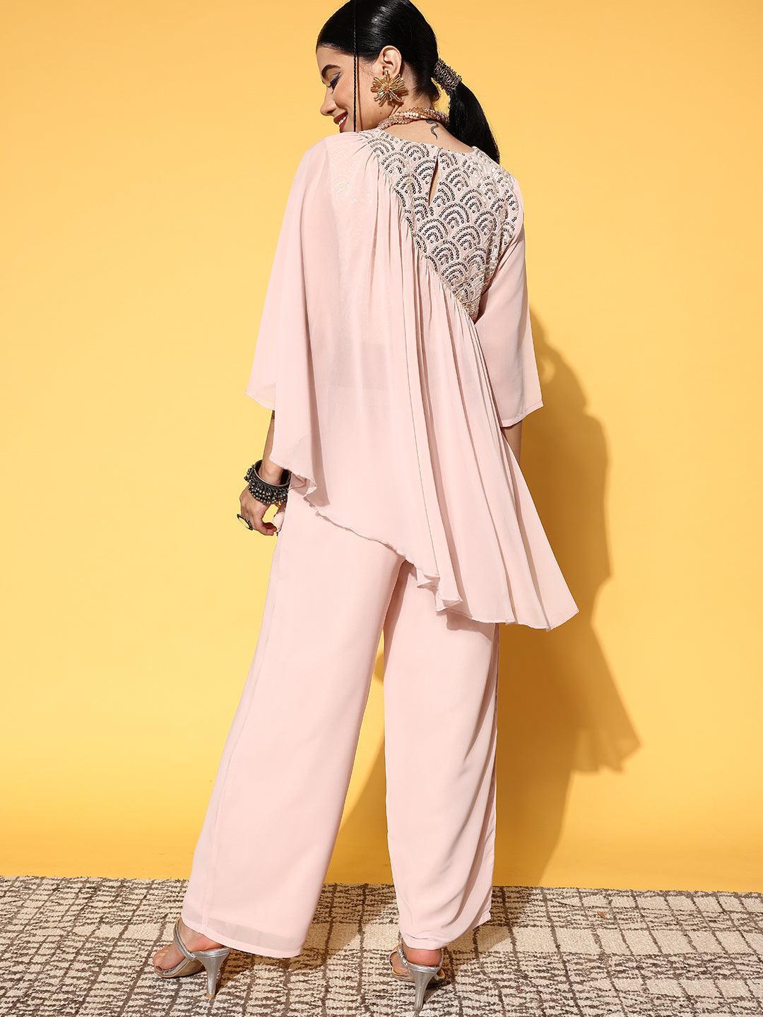 Pink Embellished Georgette Co-Ords - ShopLibas