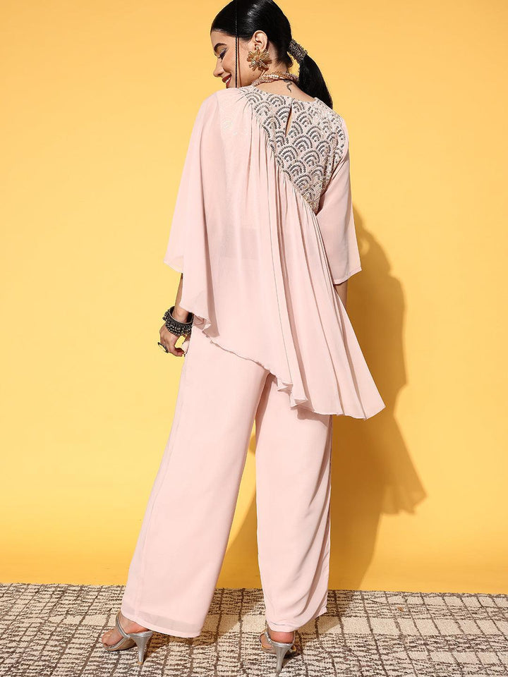 Pink Embellished Georgette Co-Ords