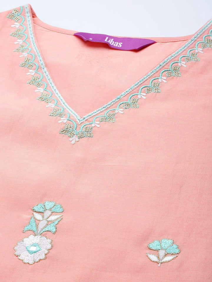 Pink Embroidered Chanderi Silk Suit Set