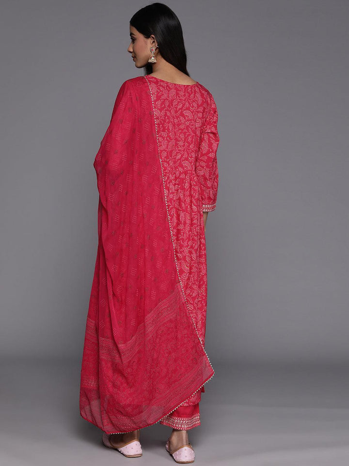 Pink Embroidered Rayon Suit Set With Trousers