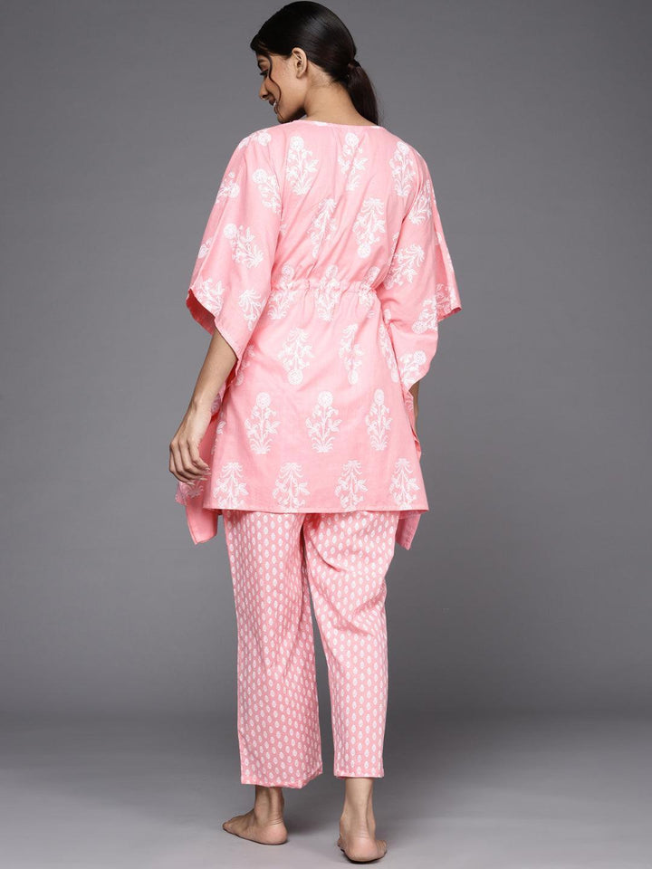 Pink Printed Cotton Night Suit