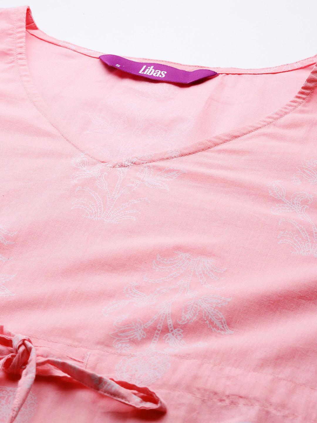 Pink Printed Cotton Night Suit - ShopLibas