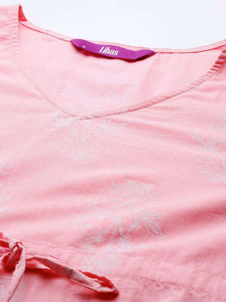 Pink Printed Cotton Night Suit