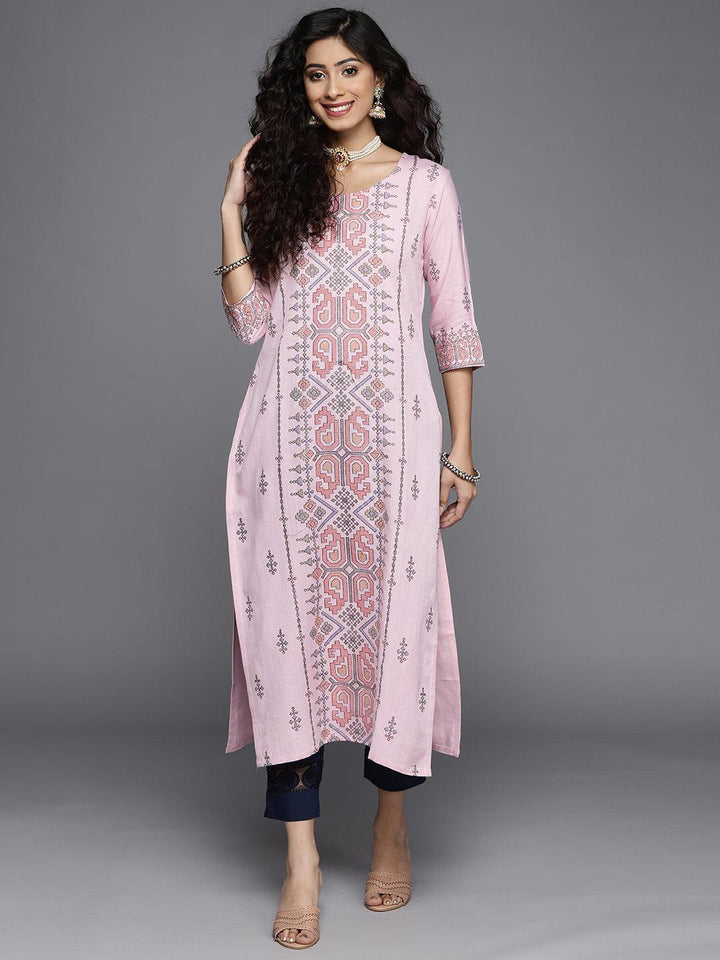 Pink Printed Cotton Kurta
