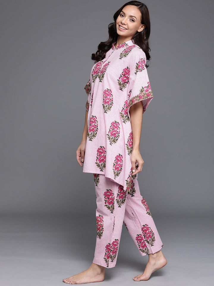Pink Printed Cotton Night Suit