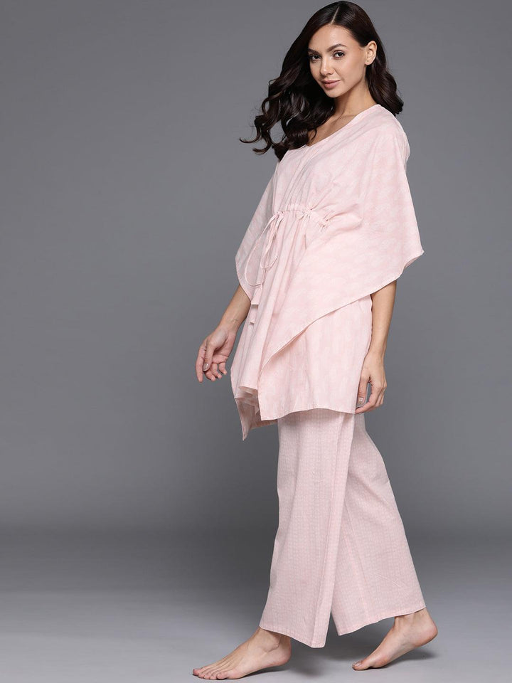 Pink Printed Cotton Night Suit
