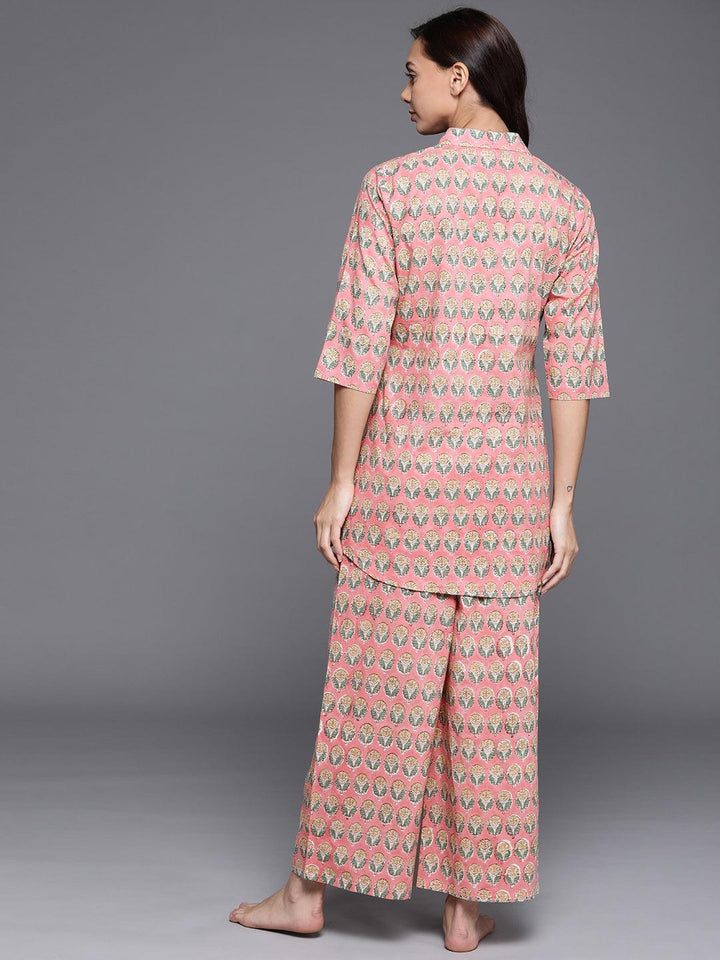 Pink Printed Cotton Night Suit