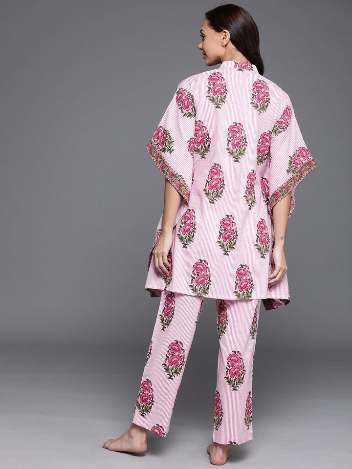 Pink Printed Cotton Night Suit
