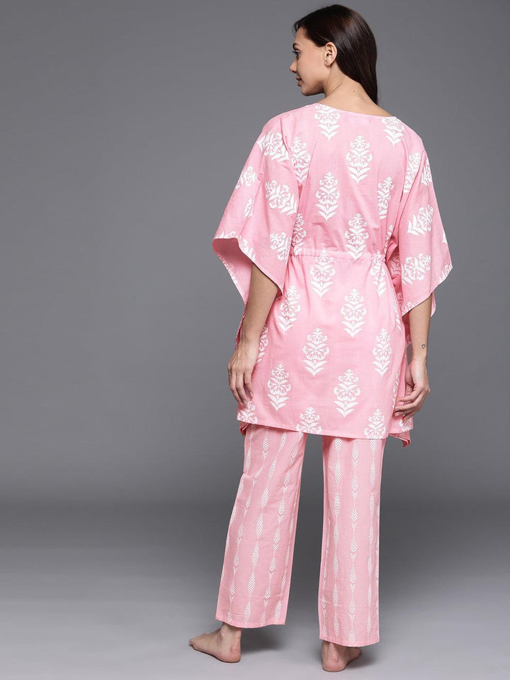 Pink Printed Cotton Night Suit