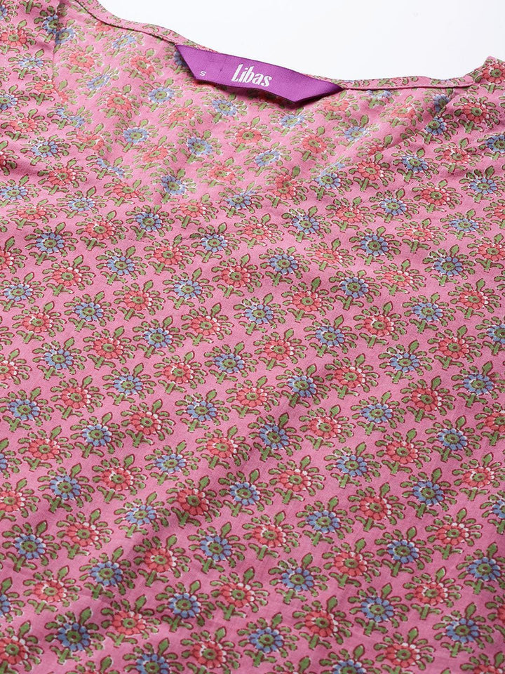 Pink Printed Cotton Night Suit