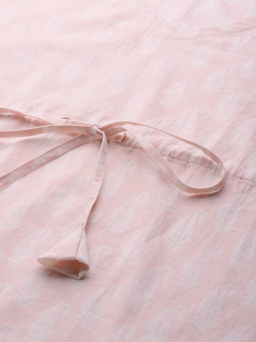 Pink Printed Cotton Night Suit - ShopLibas