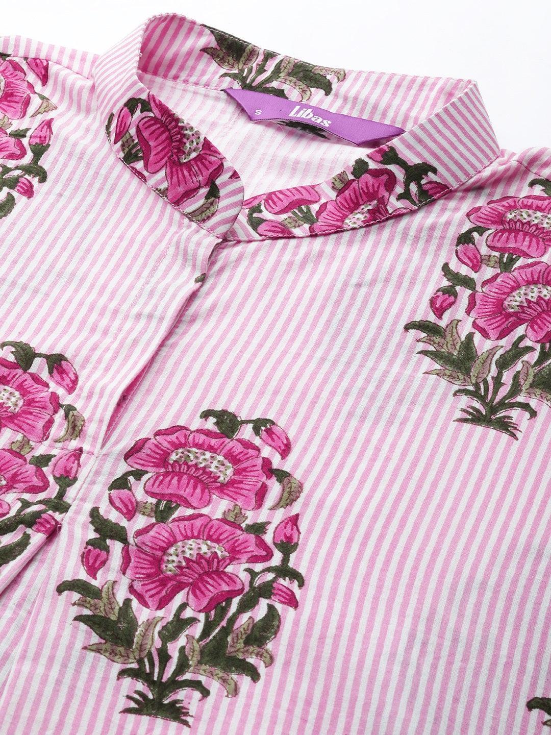 Pink Printed Cotton Night Suit - ShopLibas