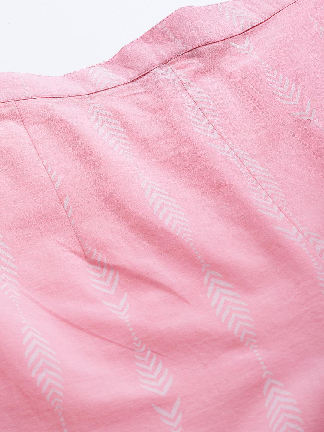 Pink Printed Cotton Night Suit - ShopLibas