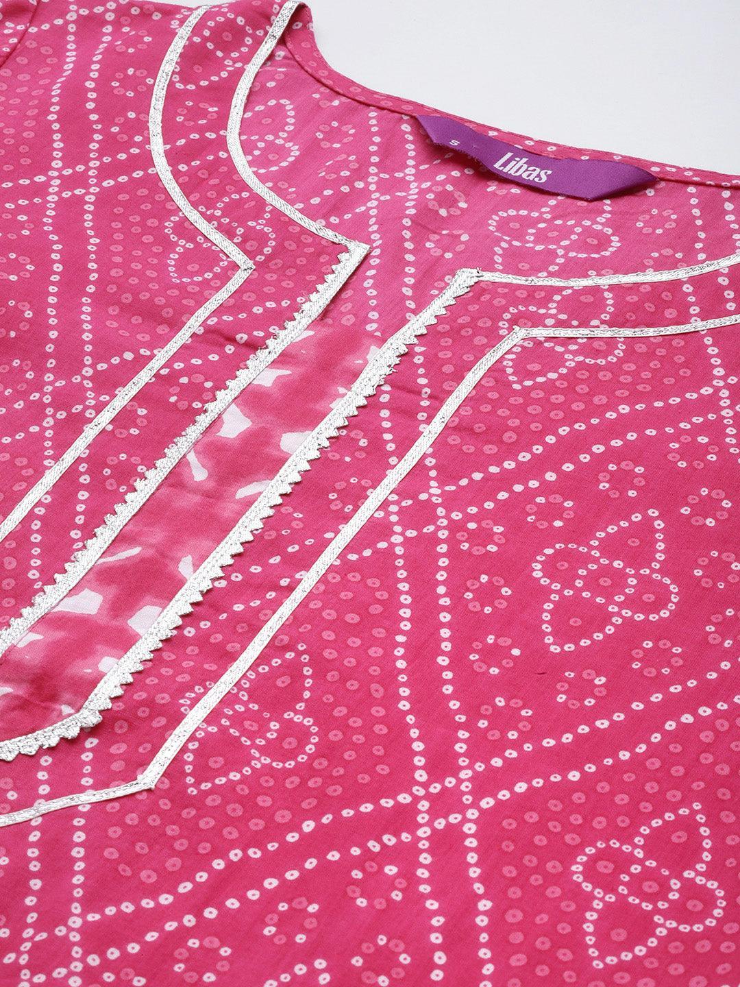 Pink Printed Cotton Straight Suit Set - ShopLibas