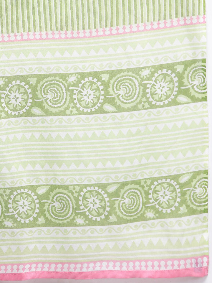 Pink Printed Cotton Straight Kurta With Palazzos & Dupatta