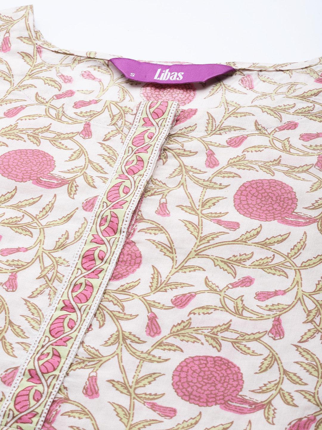 Pink Printed Cotton Suit Set - ShopLibas