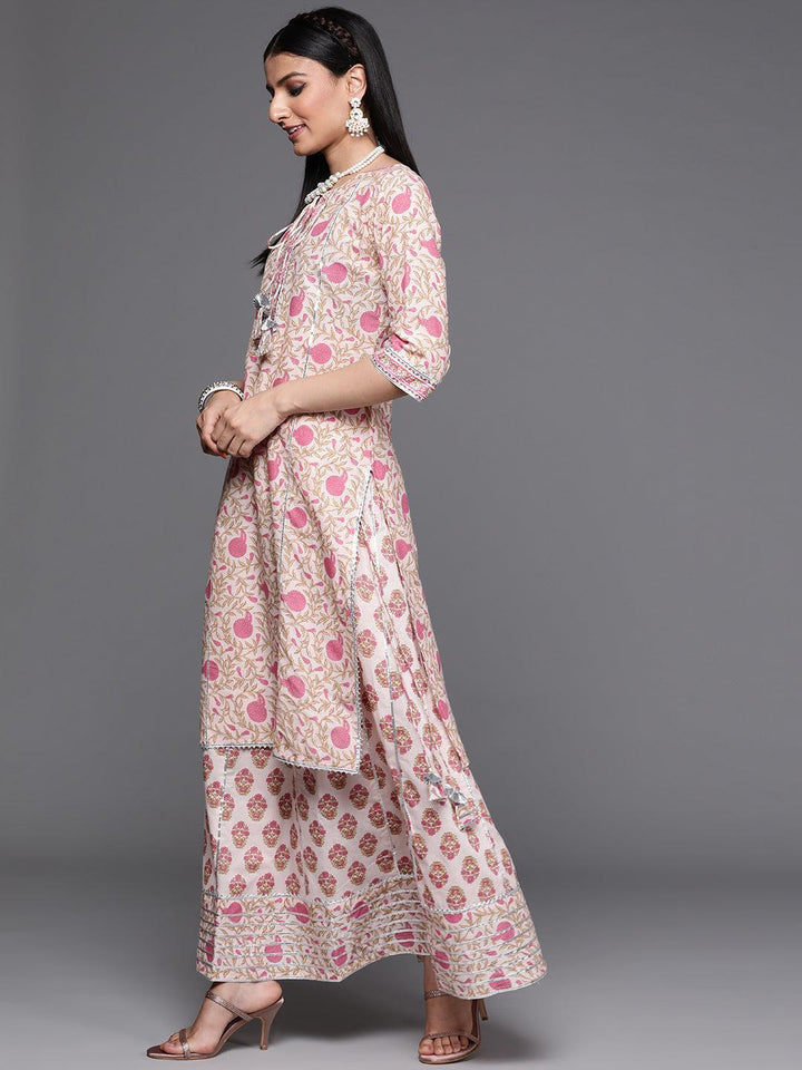 Pink Printed Cotton Suit Set