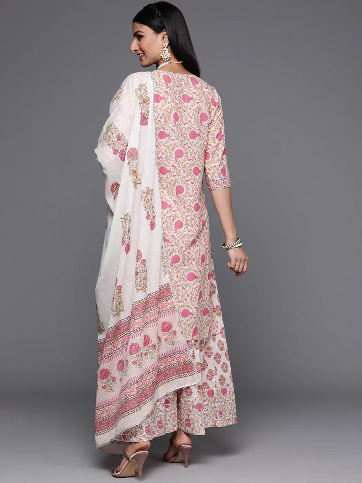 Pink Printed Cotton Suit Set