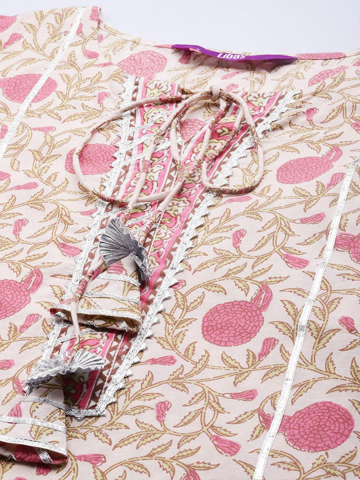 Pink Printed Cotton Suit Set